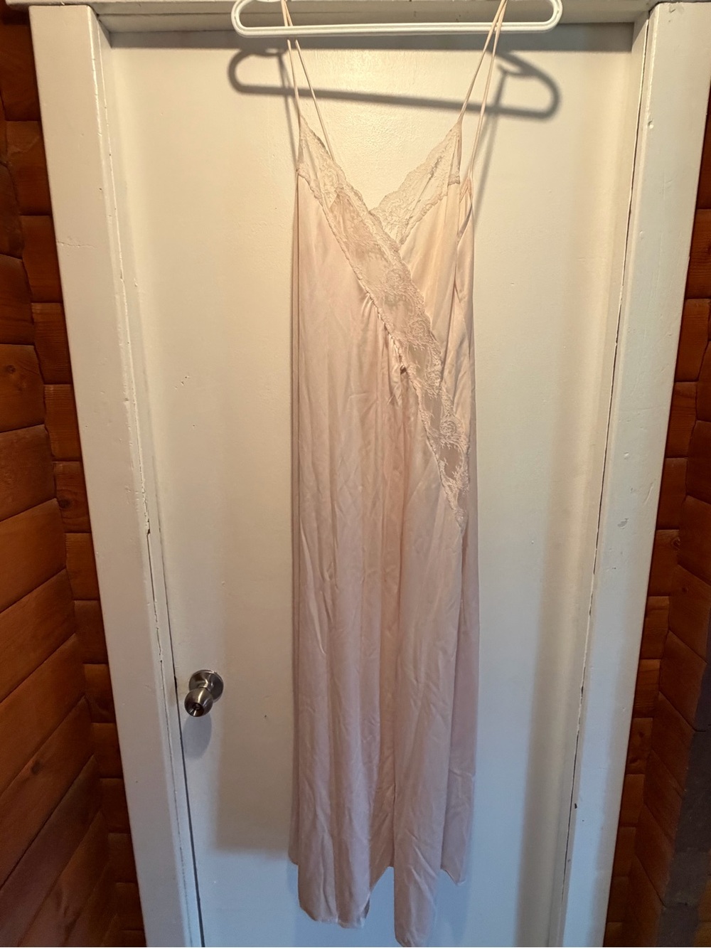 Sears Pale Pink Satin Slip with Lace Trim night gown
